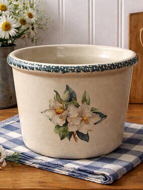 Vintage Home & Garden Party Magnolia Stoneware Crock